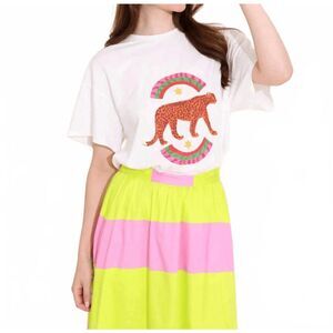 Alden Adair White Leopard River Short Sleeve T-Shirt Tee Women's Size Small